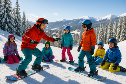 Group child snowboard lesson